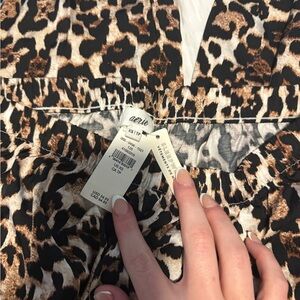 NWT Aerie Off-Duty Satin Piping Trouser PJ Leopard (soft muslin) Size xs